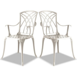 Centurion Supports Oshowa 2-Large Garden And Patio Bistro Chairs With Armrests In Cast Aluminium White - thumbnail 3