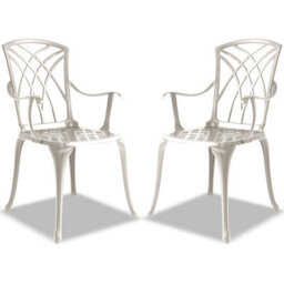 Centurion Supports Oshowa 2-Large Garden And Patio Bistro Chairs With Armrests In Cast Aluminium White - thumbnail 1