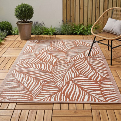 Jack Stonehouse Outdoor Plastic Rug Wool-Look Anti-Slip Durable Garden Patio Conservatory Carpet Mat - Rust Leaf - image 1