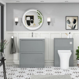 Royal Bathrooms Elmore 700mm Traditional Floor Standing 2 Drawer Bathroom Vanity Unit With Matt Stone Basin Sink- Matt Pebble Grey - thumbnail 4