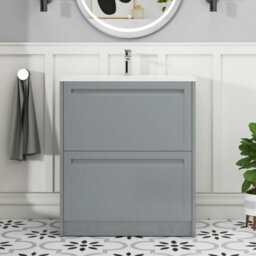 Royal Bathrooms Elmore 700mm Traditional Floor Standing 2 Drawer Bathroom Vanity Unit With Matt Stone Basin Sink- Matt Pebble Grey - thumbnail 3