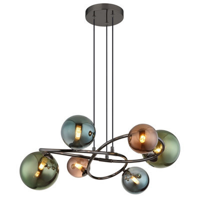 Luminosa Lighting Luminosa Riha Globe Pendant Ceiling Light Grey Matt Balls Glass Shade 6X G9 3000K - image 1