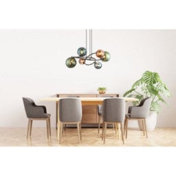 Luminosa Lighting Luminosa Riha Globe Pendant Ceiling Light Grey Matt Balls Glass Shade 6X G9 3000K - thumbnail 4