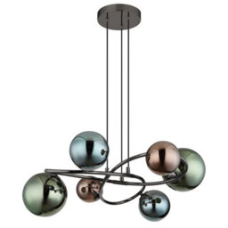 Luminosa Lighting Luminosa Riha Globe Pendant Ceiling Light Grey Matt Balls Glass Shade 6X G9 3000K - thumbnail 2