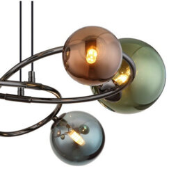 Luminosa Lighting Luminosa Riha Globe Pendant Ceiling Light Grey Matt Balls Glass Shade 6X G9 3000K - thumbnail 3