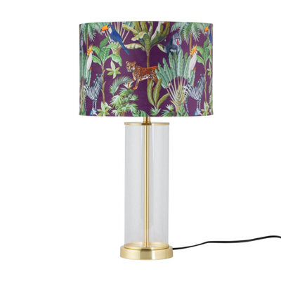 First Choice Lighting Aura - Satin Brass Table Lamp With Safari Velvet Shade - image 1