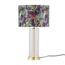 First Choice Lighting Aura - Satin Brass Table Lamp With Safari Velvet Shade - thumbnail 1