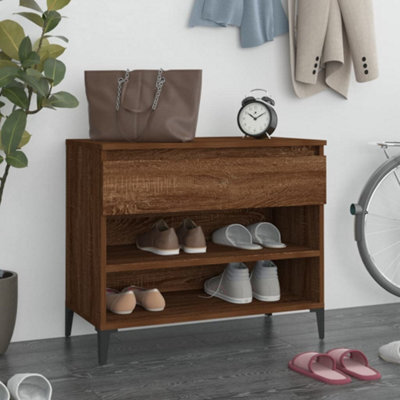Berkfield Shoe Cabinet Smoked Oak 70X36X60 Cm Engineered Wood - image 1
