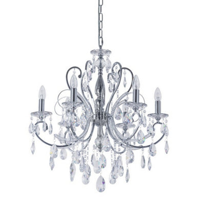Luminosa Lighting Luminosa Classic Chandeliers Chrome 6 Light  With Crystal Shade, E14 - image 1