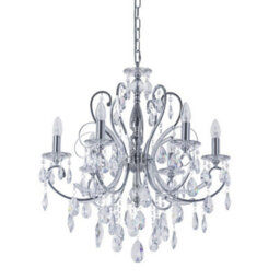 Luminosa Lighting Luminosa Classic Chandeliers Chrome 6 Light With Crystal Shade, E14