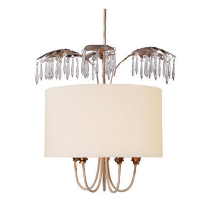 Luminosa Lighting Elstead Antoinette 5 Light Ceiling Pendant Cream, Gold, E14