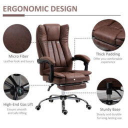 Brown Executive Office Chair Computer Swivel Chair For Home With Arm, Footrest - thumbnail 6