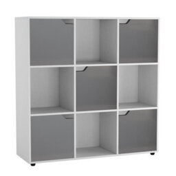 Urbn-Living White, Black - 9-Cube Shelving Unit With Wooden Doors - thumbnail 8