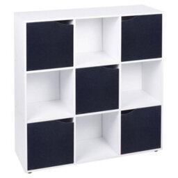 Urbn-Living White, Black - 9-Cube Shelving Unit With Wooden Doors - thumbnail 1