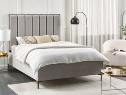 Beliani Ottoman Bed Velvet Sezanne 140 X 200 Cm (Eu Double) Light Grey - thumbnail 2