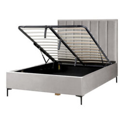 Beliani Ottoman Bed Velvet Sezanne 140 X 200 Cm (Eu Double) Light Grey - thumbnail 1