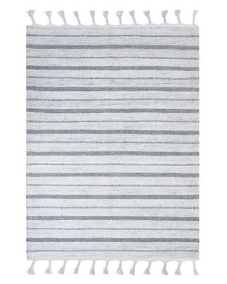 Wyld And Coco Handwoven Recycled Stripe Area Rug 140 X 200 Cm - Off-White Modern Flat-Woven - image 1