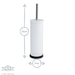 Harbour Housewares Round Toilet Brush & Bin Set - White - thumbnail 4