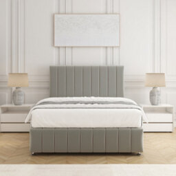 Bsspoke Sierra Divan Bed Silver Plush Velvet 24Inch Headboard & Footboard 2Drawers Same Side & No Mattress 3Ft 4Ft 4Ft6 5Ft 6Ft - thumbnail 3