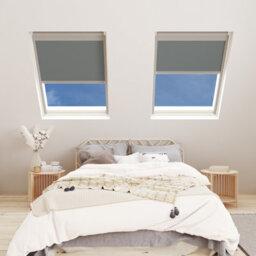 Bloc Blinds Dark Grey Blackout Blind For Velux Roof Window Size  U08, Silver Frames - thumbnail 2