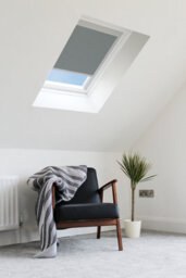 Bloc Blinds Dark Grey Blackout Blind For Velux Roof Window Size  U08, Silver Frames - thumbnail 3