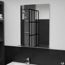 Berkfield Wall Mirror With Shelf 50X70 Cm Tempered Glass - thumbnail 1