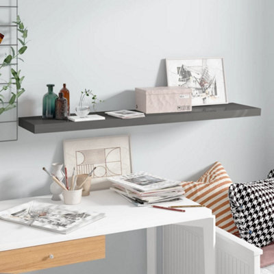 Berkfield Floating Wall Shelf High Gloss Grey 120X23.5X3.8 Cm Mdf - image 1
