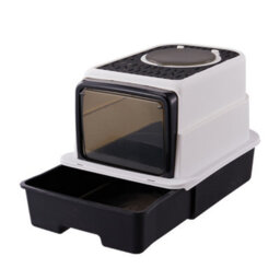Living And Home Large Hooded Top Entry Cat Litter Box With Scoop,black - thumbnail 4