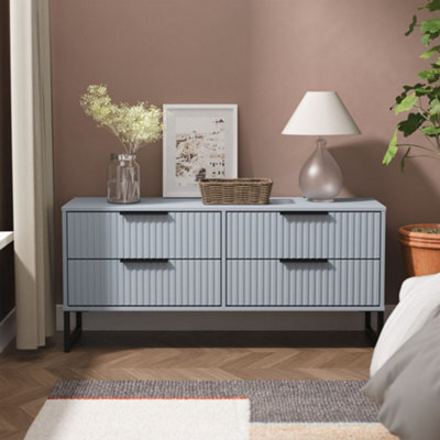 Ancona Matt Denim Blue No Effect 4 Drawer Bed Box (H)515mm (W)1130mm (D)395mm - image 1