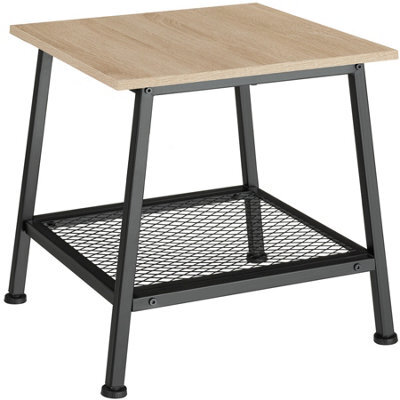 Tectake Bedside Table Bedford - Industrial Style, With Shelf And Grid Shelf, 45.5 X 45 X 47 Cm - Industrial Wood Light, Oak Sonoma - image 1