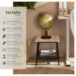 Tectake Bedside Table Bedford - Industrial Style, With Shelf And Grid Shelf, 45.5 X 45 X 47 Cm - Industrial Wood Light, Oak Sonoma - thumbnail 2