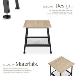 Tectake Bedside Table Bedford - Industrial Style, With Shelf And Grid Shelf, 45.5 X 45 X 47 Cm - Industrial Wood Light, Oak Sonoma - thumbnail 3