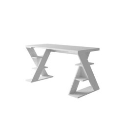 Decortie Papillon Desk With Bookshelf Storage Legs Modern Minimalist Workspace Desk White 137X75X60 Cm - thumbnail 2