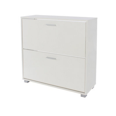Core Products Lido White Gloss 2 Door Shoe Cabinet, H84.0Cm X W80.0Cm X D30.0Cm - image 1