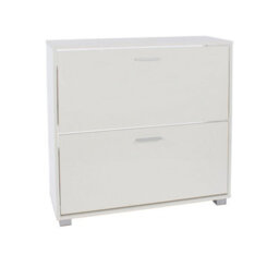 Core Products Lido White Gloss 2 Door Shoe Cabinet, H84.0Cm X W80.0Cm X D30.0Cm - thumbnail 3