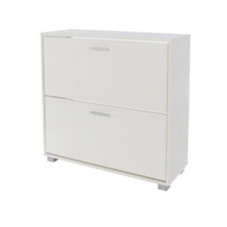 Core Products Lido White Gloss 2 Door Shoe Cabinet, H84.0Cm X W80.0Cm X D30.0Cm