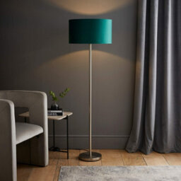 Valuelights Charles Chrome Floor Lamp With Green Velvet Shade