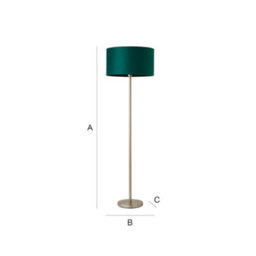Valuelights Charles Chrome Floor Lamp With Green Velvet Shade - thumbnail 8