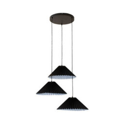 Valuelights Akira Black 3 Way Hanging Pendant Ceiling Light With Pleated Lampshade - Led Bulbs Included - thumbnail 8