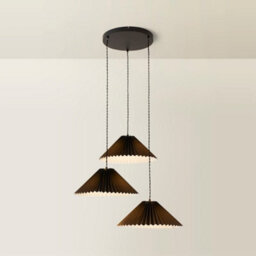 Valuelights Akira Black 3 Way Hanging Pendant Ceiling Light With Pleated Lampshade - Led Bulbs Included - thumbnail 4