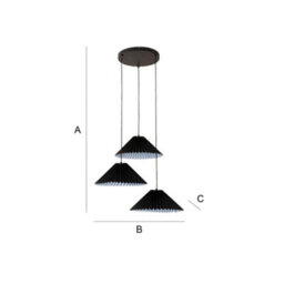 Valuelights Akira Black 3 Way Hanging Pendant Ceiling Light With Pleated Lampshade - Led Bulbs Included - thumbnail 9