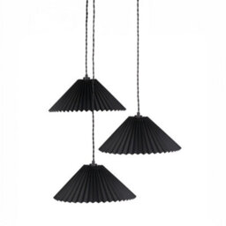 Valuelights Akira Black 3 Way Hanging Pendant Ceiling Light With Pleated Lampshade - Led Bulbs Included