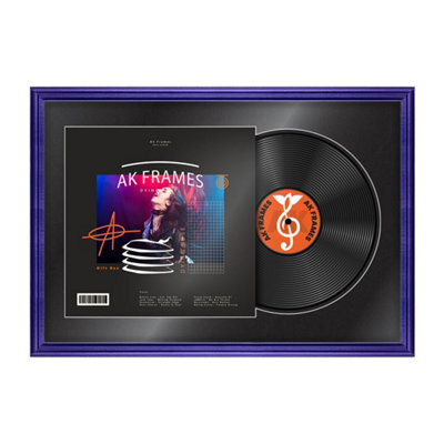 "AK Frames 25X17"" Purple Classic Vinyl Record Frame With Black Mount For 12 Inch Lp Cover & Disc - Overlapped Design" - image 1