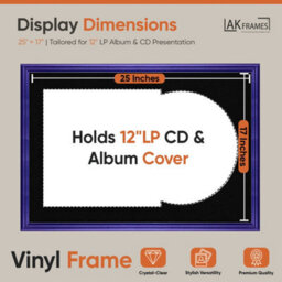 "AK Frames 25X17"" Purple Classic Vinyl Record Frame With Black Mount For 12 Inch Lp Cover & Disc - Overlapped Design" - thumbnail 2