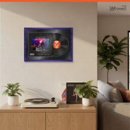 "AK Frames 25X17"" Purple Classic Vinyl Record Frame With Black Mount For 12 Inch Lp Cover & Disc - Overlapped Design" - thumbnail 5