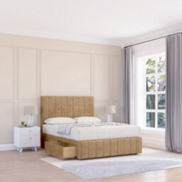 "Sloomy 2Ft6 California Divan Bed Base Latte Dumfries ,no Drawers, 12"" Footboard & 54"" Floor Standing Headboard - Small Single" - thumbnail 1