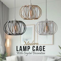Metal Wire Cage Ceiling Light Shade Easy Fit Lamp Shade, Ceiling Hanging Indoor Pendant Light Lampshade White 18Cm 2 Pack - thumbnail 6