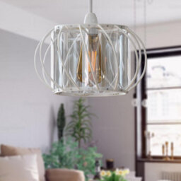 Metal Wire Cage Ceiling Light Shade Easy Fit Lamp Shade, Ceiling Hanging Indoor Pendant Light Lampshade White 18Cm 2 Pack - thumbnail 7