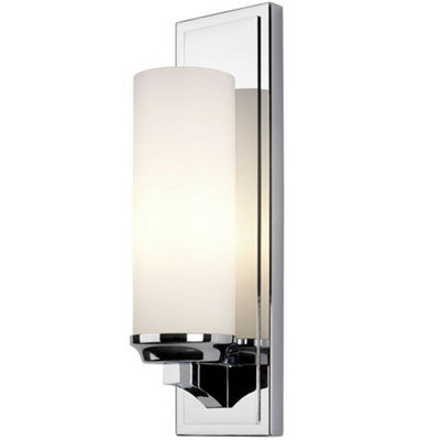 Elegant Ip44 Large Wall Light With White Opal Glass And Polished Chrome Finish