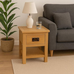 Home Furniture Group Oakcroft Swr6 Rustic Medium Wood Lamp Table 1-Drawer Fully Assembled Side Table - thumbnail 6